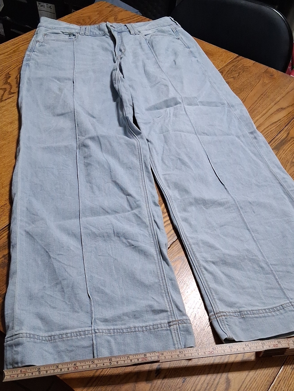 AMERICAN EAGLE JEANS Womens 10 LONG Blue WIDE Legs LOOSE Used BAGGY LOW RISE